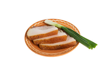 Lard over white background