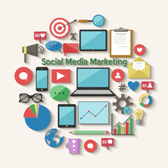 Social media marketing icons set