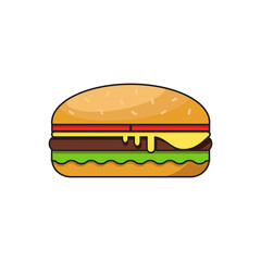 Hamburger line art vector illustration.