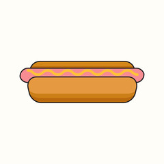 Line art hot dog vector illustration.