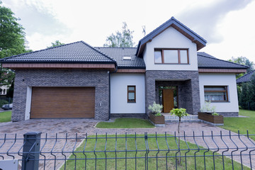 Modern house exterior with brick walls