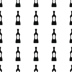 Fototapeta na wymiar Wine bottles seamless pattern vector illustration background. Black silhouette alcohol stylish texture. Repeating Bottles seamless pattern background for alcohol design and web
