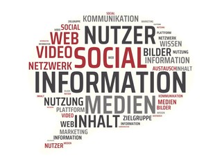 INFORMATION - Bilder mit Wörtern aus dem Bereich Soziale Medien, Wort, Bild, Illustration