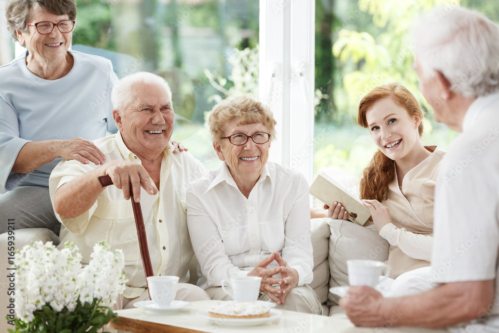 Poster Senior people spends time together