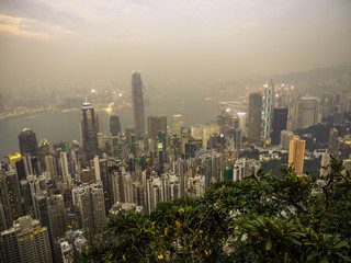 Obraz premium HONG KONG, CHINA DEC 7: Viewpoint on The Peak before rain sky have rain cloud on April 24, 2016 in The Peak, Hong Kong, China.
