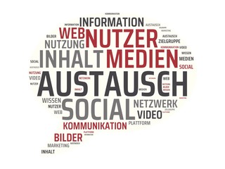 AUSTAUSCH - Bilder mit Wörtern aus dem Bereich Soziale Medien, Wort, Bild, Illustration