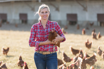 female farmers in laying hens farm