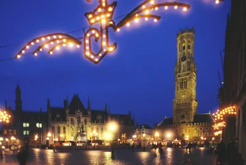 Crédence de cuisine en verre imprimé Brugges The Belfry at Christmas  Bruges, Belgium