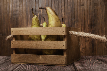 Pears in vintage box- still life