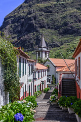 Madeira island, Portugal. Rural town ladder view