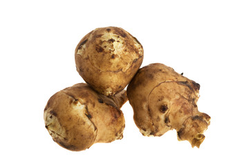 Jerusalem artichoke on a white background