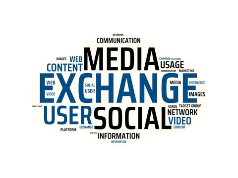EXCHANGE - image with words associated with the topic SOCIAL MEDIA, word, image, illustration