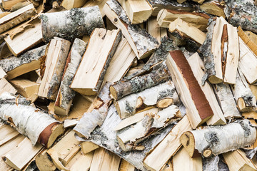 Pile of birch firewood