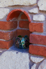 Stone wall decorated details, lantern