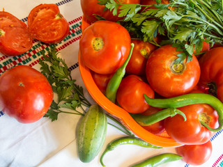 many tomatoes green chili parsley