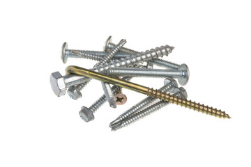 Self-tapping screws on a white background