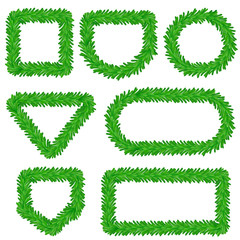 Fir frames in different shapes / Small and wide fir frames with white background
