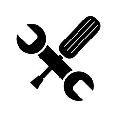 wrench and screwdriver isolated icon