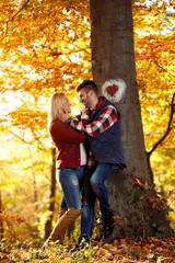 Fototapeta premium couple in love on sunny day in the park.