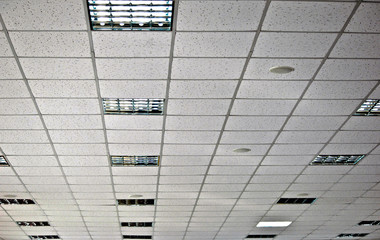 White false ceiling and incorporated lamps