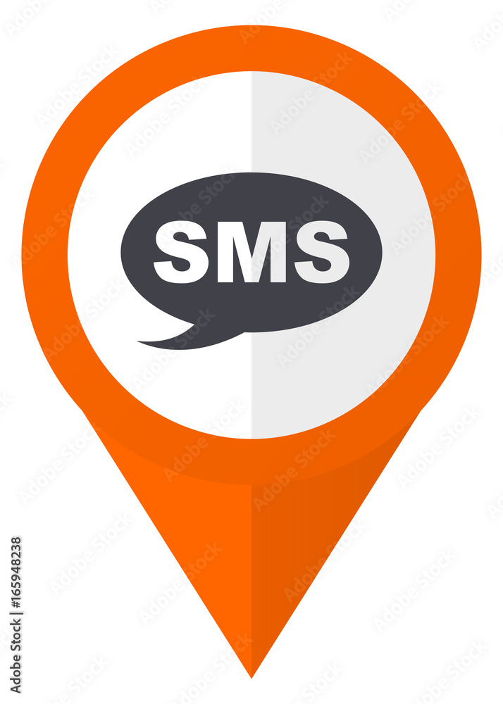 Poster Sms orange pointer vector icon in eps 10 isolated on white background.