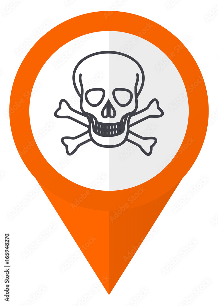 Poster skull orange pointer vector icon in eps 10 isolated on white background.