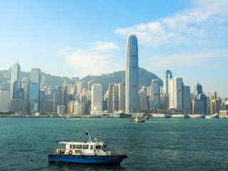 Fototapeta na wymiar HONG KONG - DECEMBER 10 : View of Hongkong Island at December 10, 2016, in Hong Kong. The skyscrapers of Hongkong are one of the most beautiful vistas in the whole world.