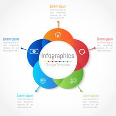 Infographic design elements for your business with 5 options, parts, steps or processes, Vector Illustration.