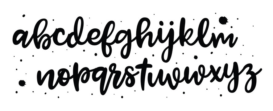Calligraphic vector script font. Handwritten brush style modern calligraphy cursive typeface. Hand Lettering and Typography alphabet for Designs: Logos, Packaging Design, Poster. Typographic set.
