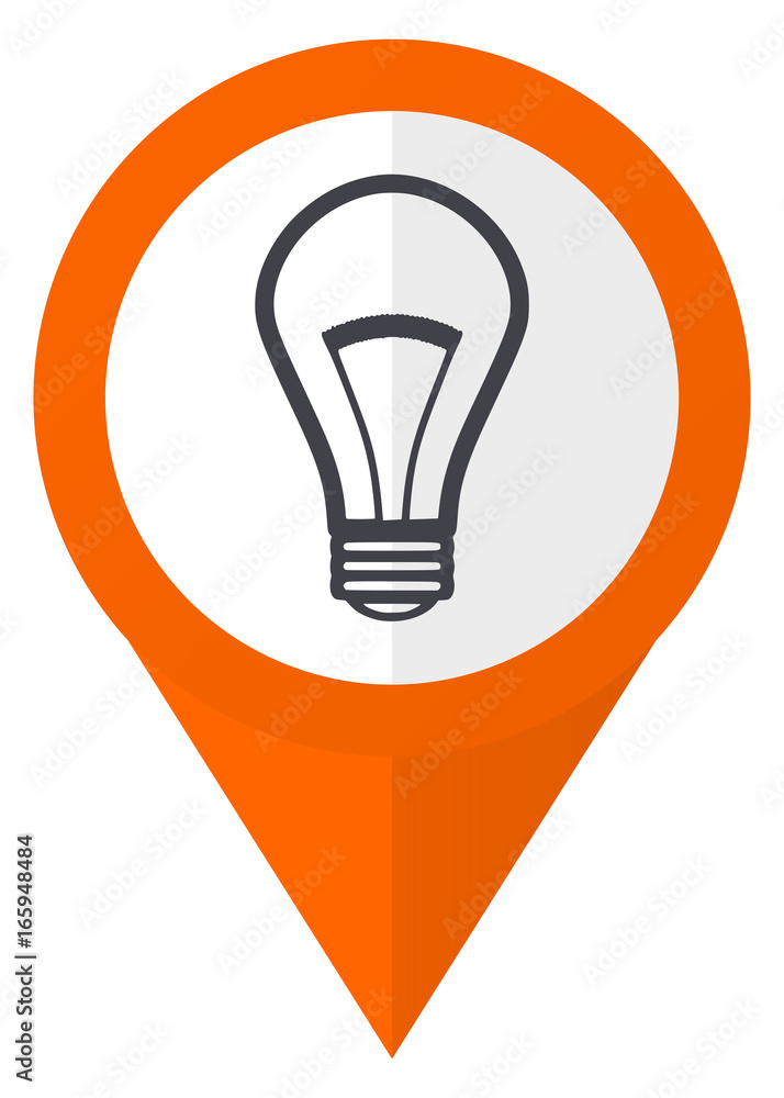 Poster bulb orange pointer vector icon in eps 10 isolated on white background.