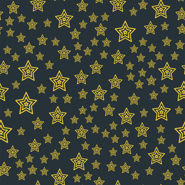 Shiny stars style seamless pattern pentagonal gold award abstract design doodle night artistic background vector illustration.