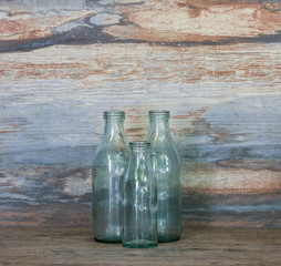 Vintage empty glass milk bottles