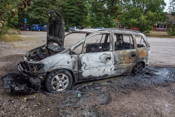 A burned car