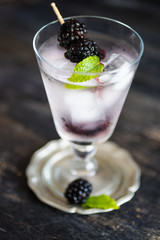 Organic food concept with ripe blackberries