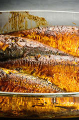 Mackerel, baked in a glass container