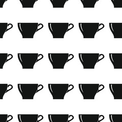 Cup seamless pattern vector illustration background. Black silhouette cup stylish texture. Repeating cup seamless pattern background for kitchen design and web