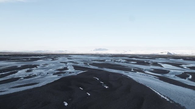 Icy landscape in Iceland, aerial shot