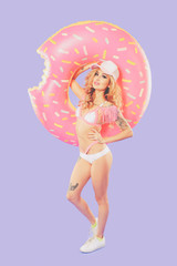 Beautiful sexy girl with tattoo isolated