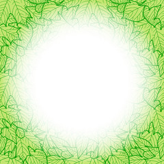 Fototapeta premium Vector background with green leaves. Design template with place for your text