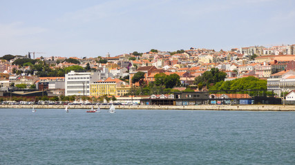 A view of Lisbon from a boat in the river Tagus
