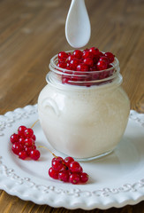 Panna cotta with honey and red currant