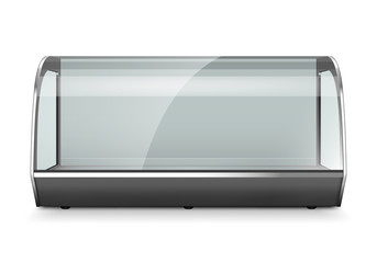 Empty refrigerator display showcase. Isolated on white background