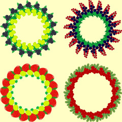 A set of round frames from different berries.