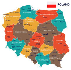Obraz premium Poland - map and flag – illustration