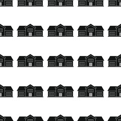 House seamless pattern vector illustration background. Black silhouette house stylish texture. Repeating house seamless pattern background for architecture design and web