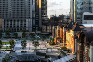 Tokyo station during sunset