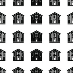 Village seamless pattern vector illustration background. Black silhouette village stylish texture. Repeating village seamless pattern background for architecture design and web