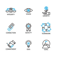 Modern Thin Line Icon and Pictogram, Business Core Value Concept, Flat thin line designed vector Illustrator