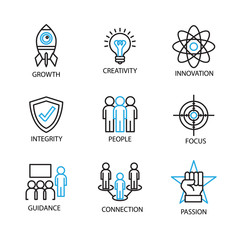 Modern Thin Line Icon and Pictogram, Business Core Value Concept, Flat thin line designed vector Illustrator