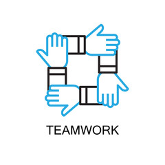 Obraz premium Teamwork Concept. Modern Flat thin line designed vector illustration.